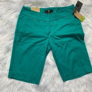 NWT Mossimo Teal Mid Waist Bermuda Shorts Sz 4